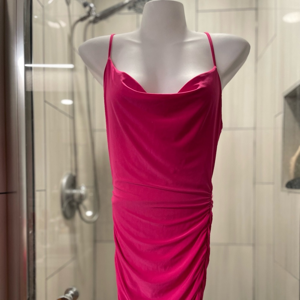 Hot Pink Ruched Dress